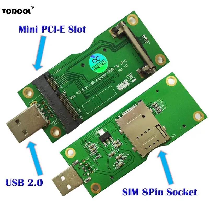Mini PCI-E, da USB Adapter s KARTICE 8Pin Kartico v Režo za WWAN/LTE Modul za Podporo KARTICE 6pin/Kartice 8pin Konektor