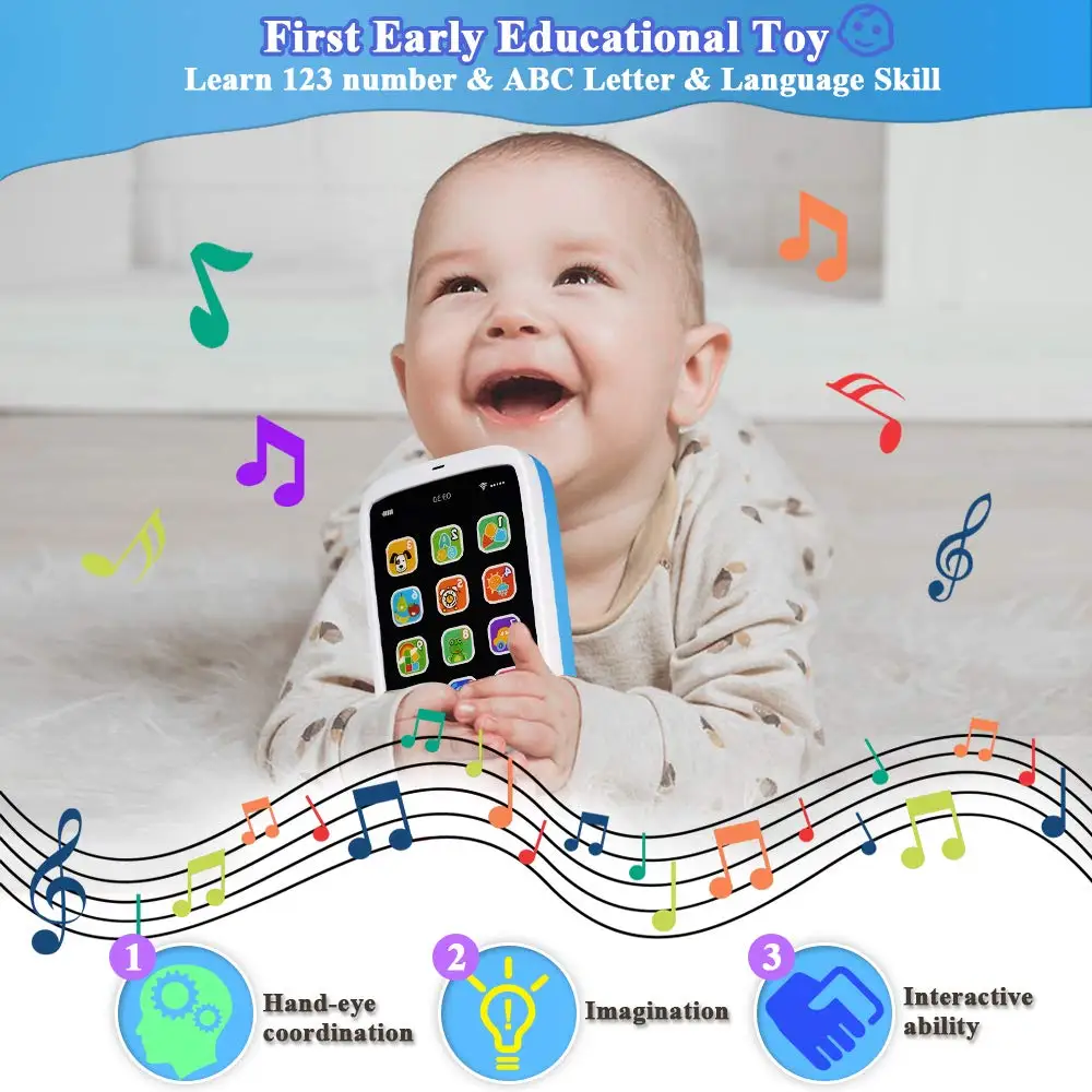 Otroka Prvi Glasbe, Mobilni Telefon, Igrača, Otroci Izobraževalne Telefonski Klic & Chat Učenje, Igra Vlog Zabavna Igrača za 1 2 3 letni Otroci
