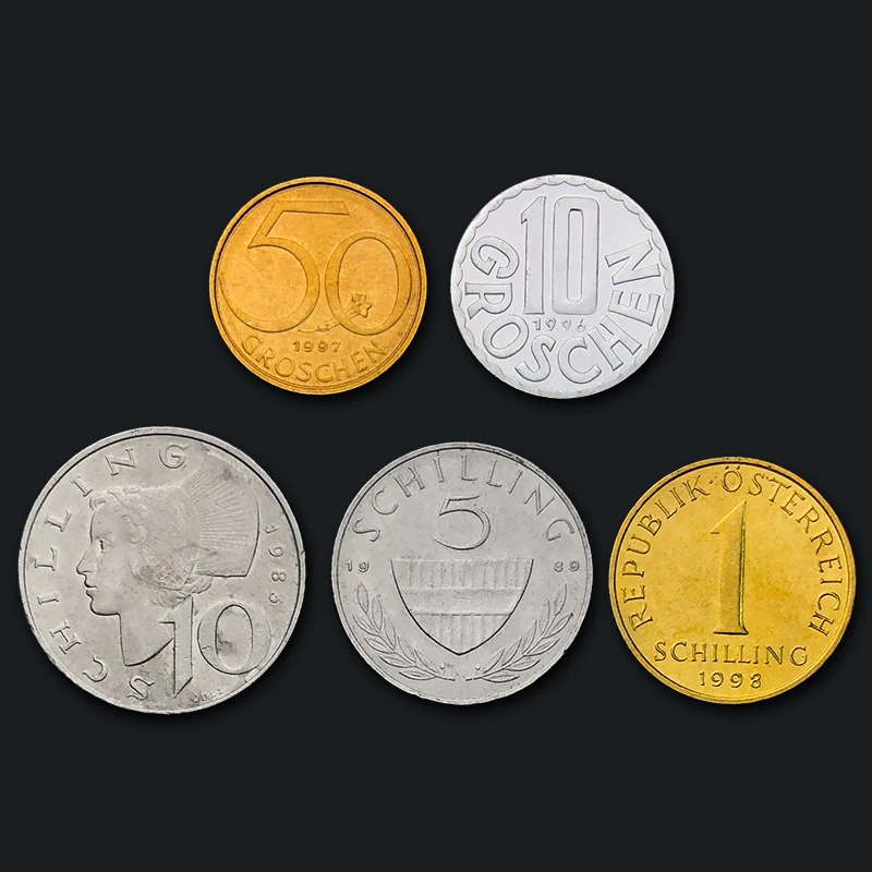 Resnična Original Kovanec Novi Avstriji kovancev celoten sklop 5 UNC