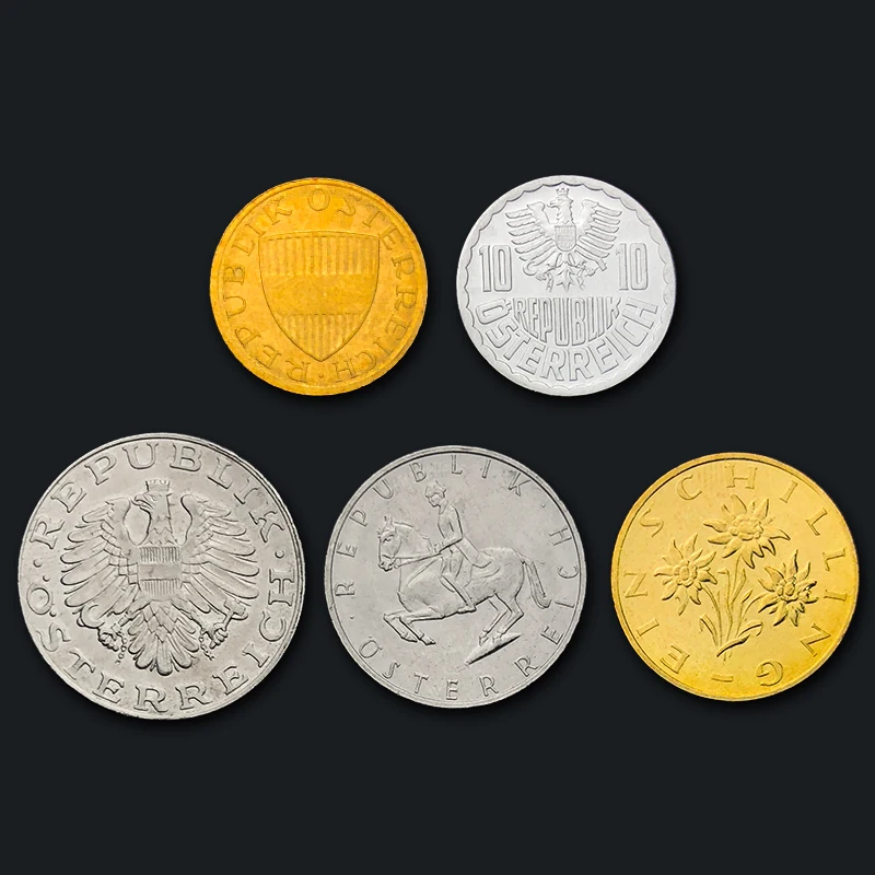 Resnična Original Kovanec Novi Avstriji kovancev celoten sklop 5 UNC