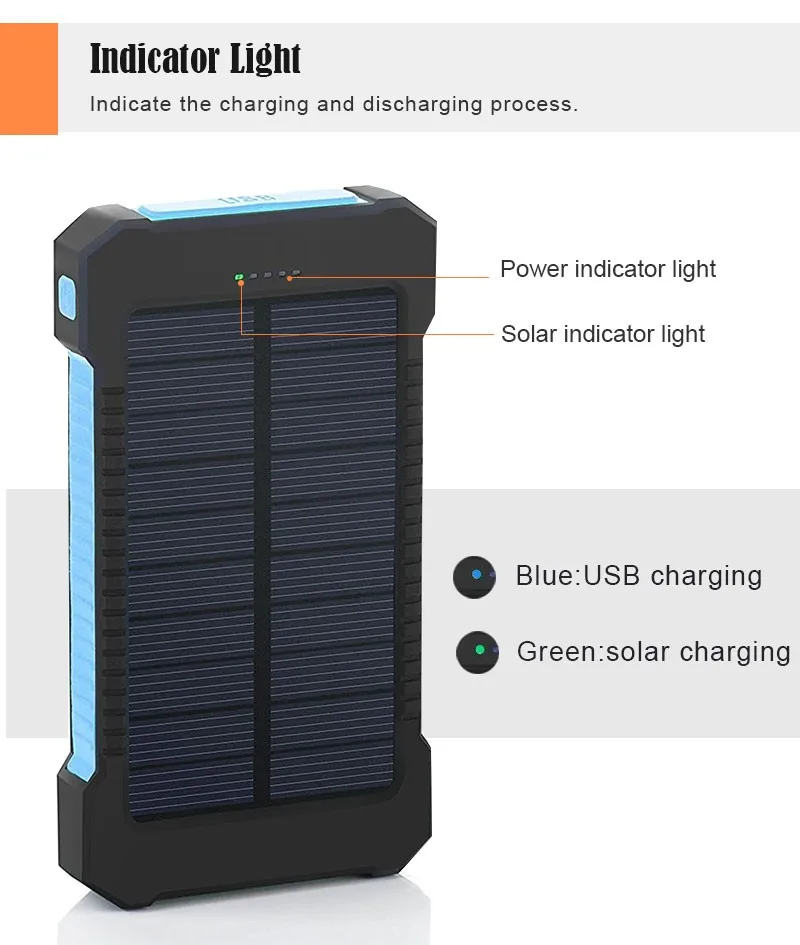 Sončna energija Banke 30000mah Solarni Polnilnik Zunanji Polnilec Nepremočljiva Sončne Powerbank Za Pametni telefon Z Led Luči