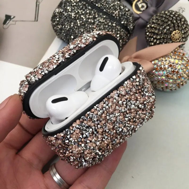 Luksuzni Barvne Nosorogovo Za Airpods Pro Primeru Za Apple Airpods 3 Ckhb-PR6 Slušalke Polnjenje Box Bleščice Primeru +Keychain