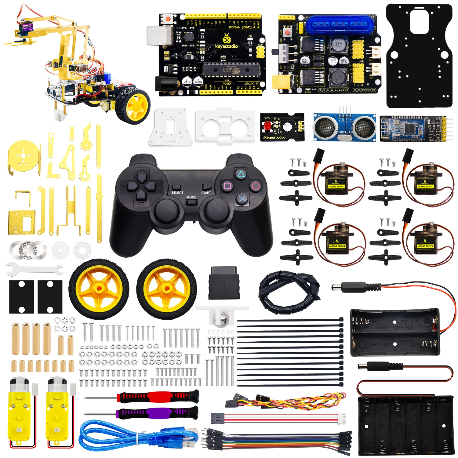 Keyestudio 4DOF Mehansko Roko Robot Avto Učenje Starter Kit W/PS2 Contoller za Arduino Robot/Support Android in IOS
