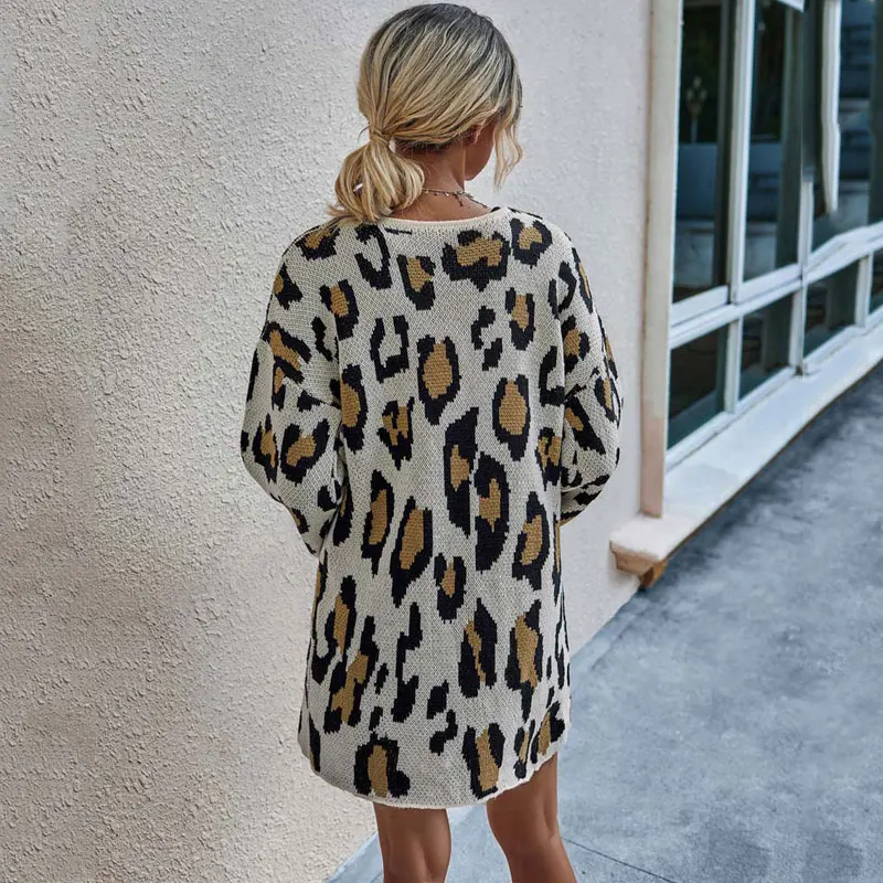 2020 Jeseni, Pozimi Leopard Jopico Ženske Toplo Dolgo Cardigan Ženski Pulover Dolg Rokav Dame Pletene Cardigan Za Ženske