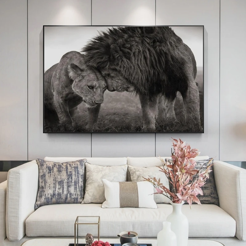 Afriški Divji Lions Platna Slike na Steni Skandinavski Slog Lev glavo Na Glavo Plakatov in Fotografij Wall Art Slike Doma Dekor