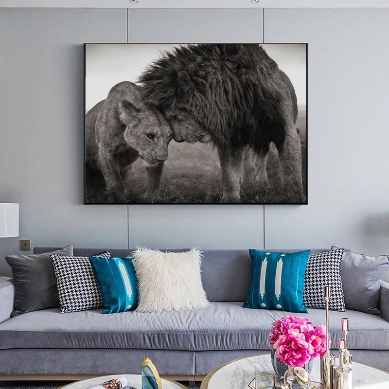 Afriški Divji Lions Platna Slike na Steni Skandinavski Slog Lev glavo Na Glavo Plakatov in Fotografij Wall Art Slike Doma Dekor