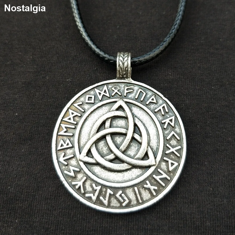 Nostalgija Viking Rune Amulet Trojice Nakit Okroglo Obliko Letnik Ogrlico, Obesek Za Srečo Moški Ženska Talisman