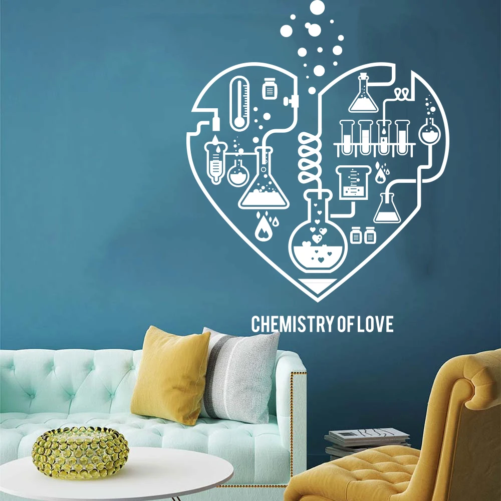 Veliko Kemije, Znanosti Povzetek Srce vinilna Laboratorij Učilnica Geek, Kemije, Znanosti Valentine Stenske Nalepke LW318