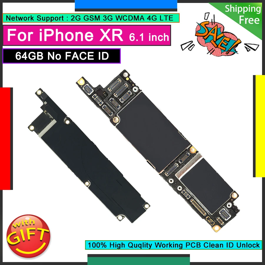 Odklenjena Matično ploščo Za IPhone XR 64GB Izvirni Delovni Logiko Odbor brez ŠT Obraz ID Dobro Mainboard Brezplačno iCloud Polno Funkcijo
