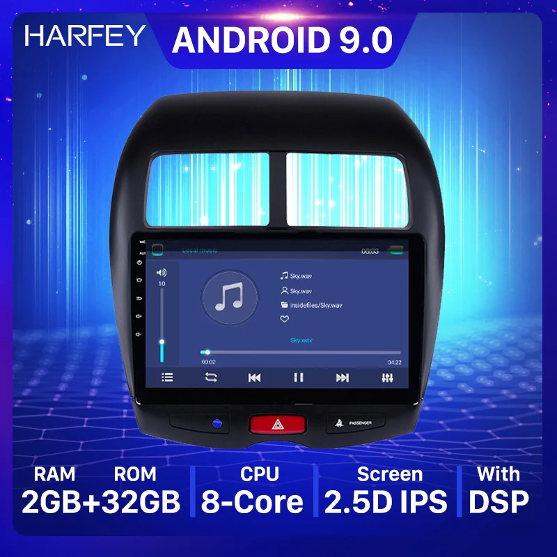 Harfey Android 9.0 10.1 palčni Avto Multimedijski Predvajalnik, GPS Za leto 2010 2011 2012-Mitsubishi ASX Peugeot 4008 z WIFI bluetooth