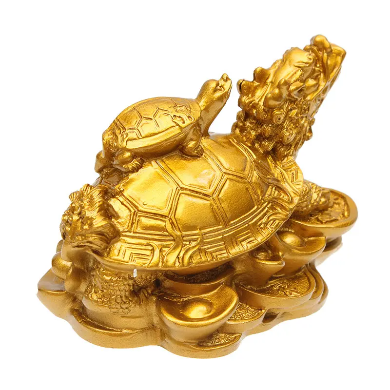 KiWarm Klasična Zlata Smole Feng Shui Zmaj Želve Želva Kip Figur Kovanec Denar, Bogastvo, Okraske Za Dom, Pisarno