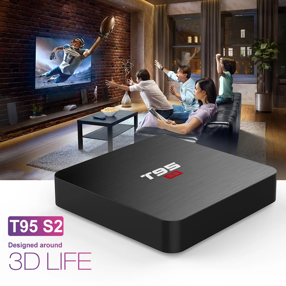 T95 S2 Android TV BOX Amlogic S905W Quad Core T95S2 Smart TV Box 1G/2G RAM 8G/16G ROM, USB 2.0 2.4 GHz WiFi 4K H. 265 Set Top Box
