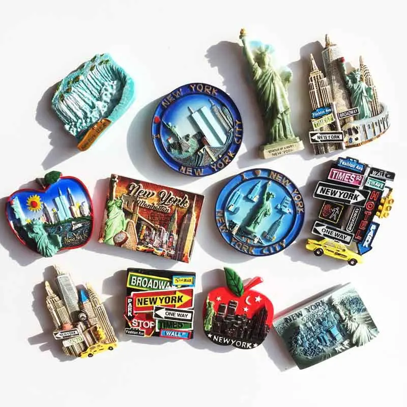 Hladilnik Magnet, trgovina s Spominki, New York, Las Vegas, ZDA Kulturne 3D Smolo Ročno Poslikane Hladilnik Magneti, Nalepke, Kuhinja Obrti Dekor