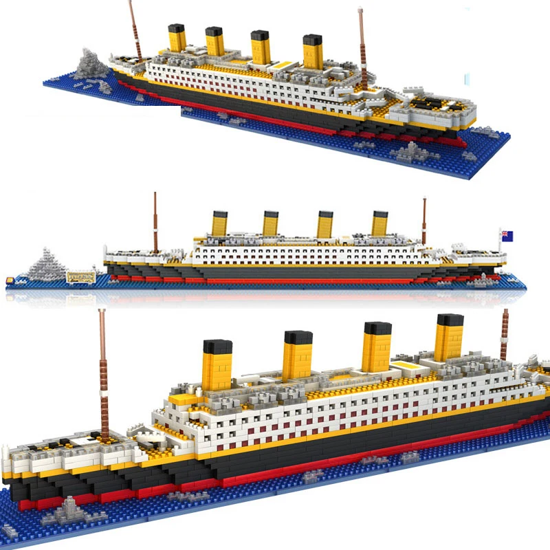 1300 kos Velike Ladje NE ujemajo Bojna RS titanik potniška ladja model čolna DIY stavba Diamant Bloki Kit otroci igrače