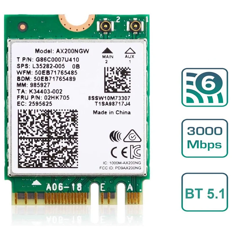 WiFi6 M. 2 Modul AX 3000Mbps Omrežna kartica z Bluetooth 5.1 Brezžičnega omrežja Wi-Fi 6 Kartice 2.4 G/5Ghz 802.11 Ax MU-MIMO