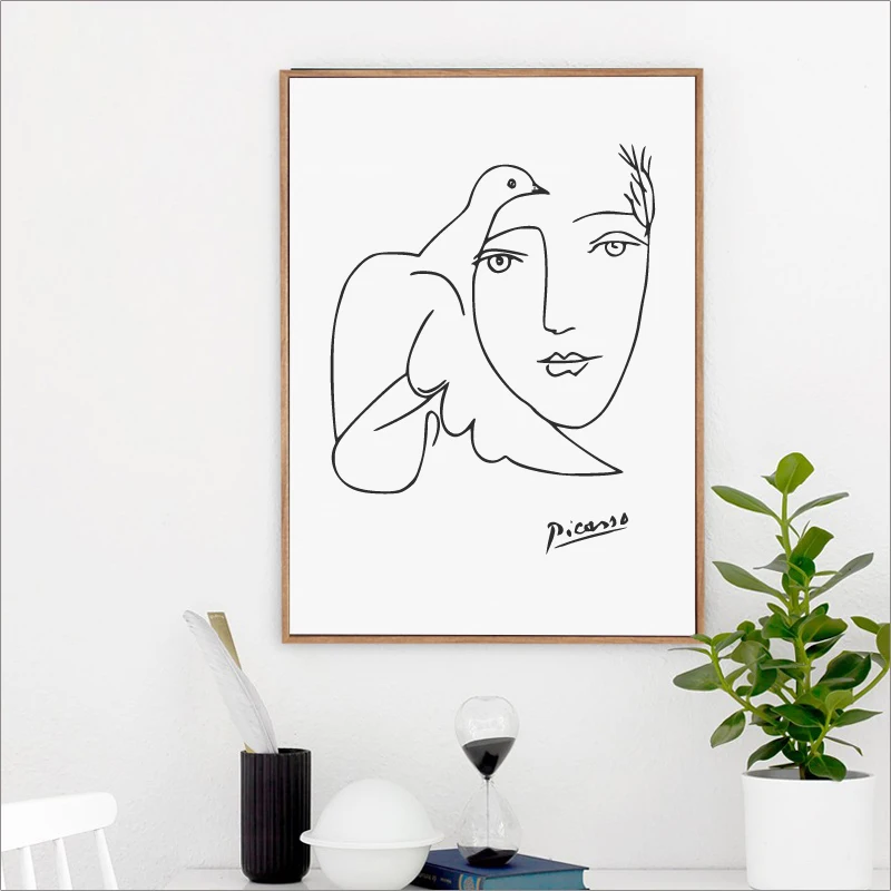 Picasso Plakat Sodobno Minimalistično Ženski Umetnosti Picasso Dekle Obraz Skica Platno, Slikarsko , Pablo Picasso Umetnosti Ženska Skica Fotografij