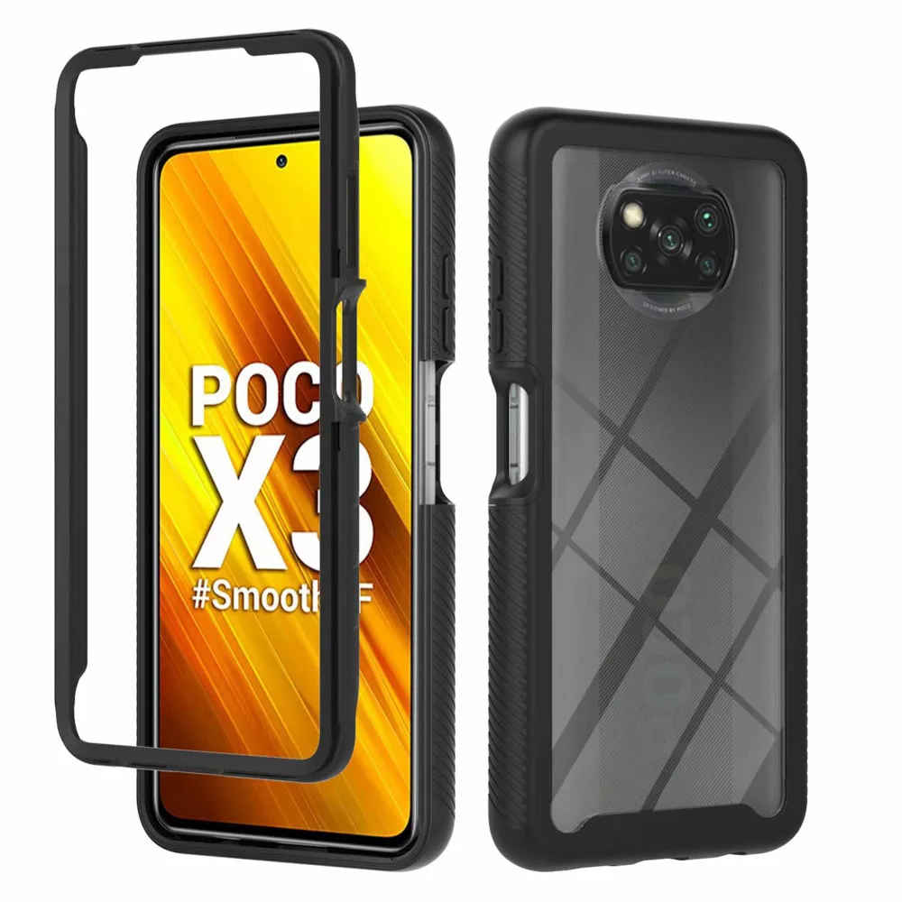 Hibridni Mehko Odbijača Dual-Layer Primeru Za Xiaomi Poco X3 NFC Primerih Težko Kristalno Oklep Kritje Mi PocoX3 Prozorni Zaščitni Pokrov