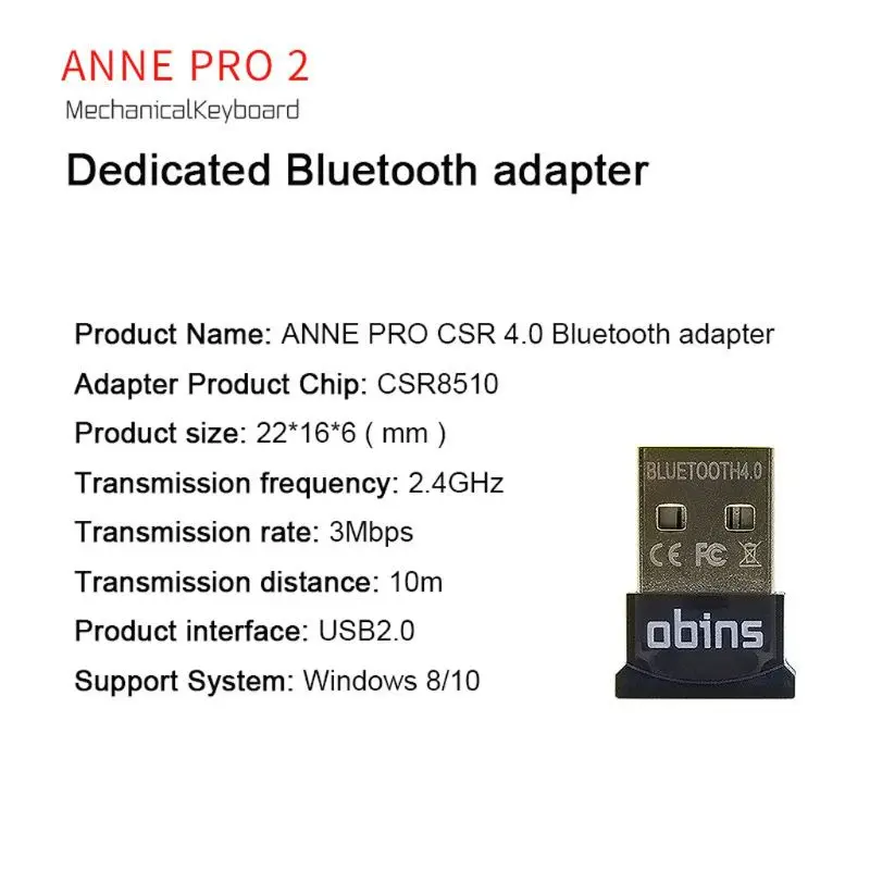 ANNE PRO 2 Bluetooth Adapter za družbene odgovornosti 4.0 Mehanske Tipkovnice podporo Win8 Win10