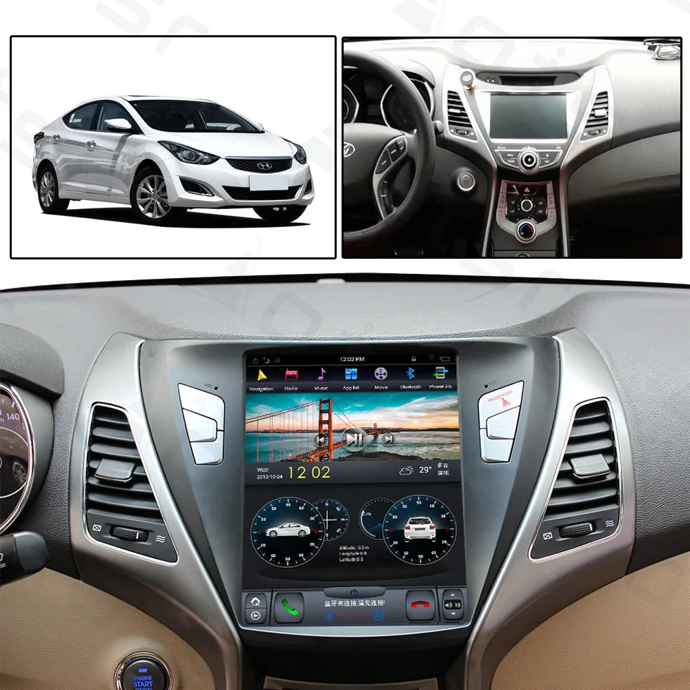 Android 9.0 px6 Tesla slog Avto, GPS Navigacija Za Hyundai Elantra 2012-2016 glavna enota multimedijski predvajalnik Auto radio magnetofon