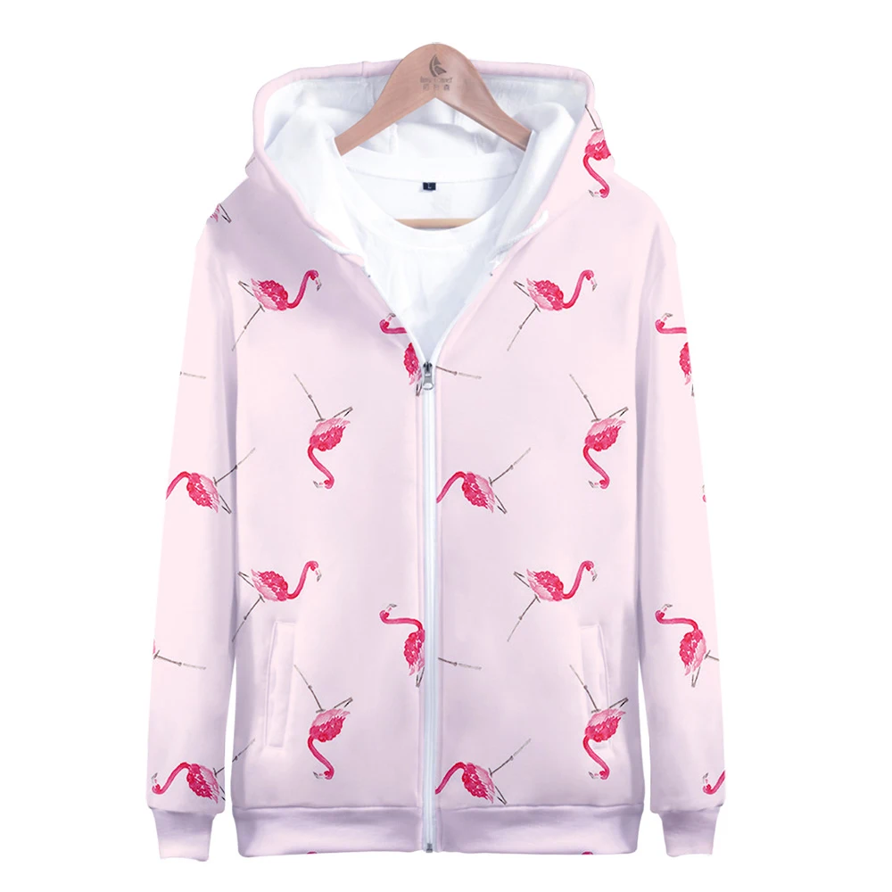 Flamingo Majica Zadrgo Kapuco Ženske/Moški Plus Velikost Zadrgo Majica Hip Hop Hooded 3D Tiskanja Živali Harajuku Moda Plašč
