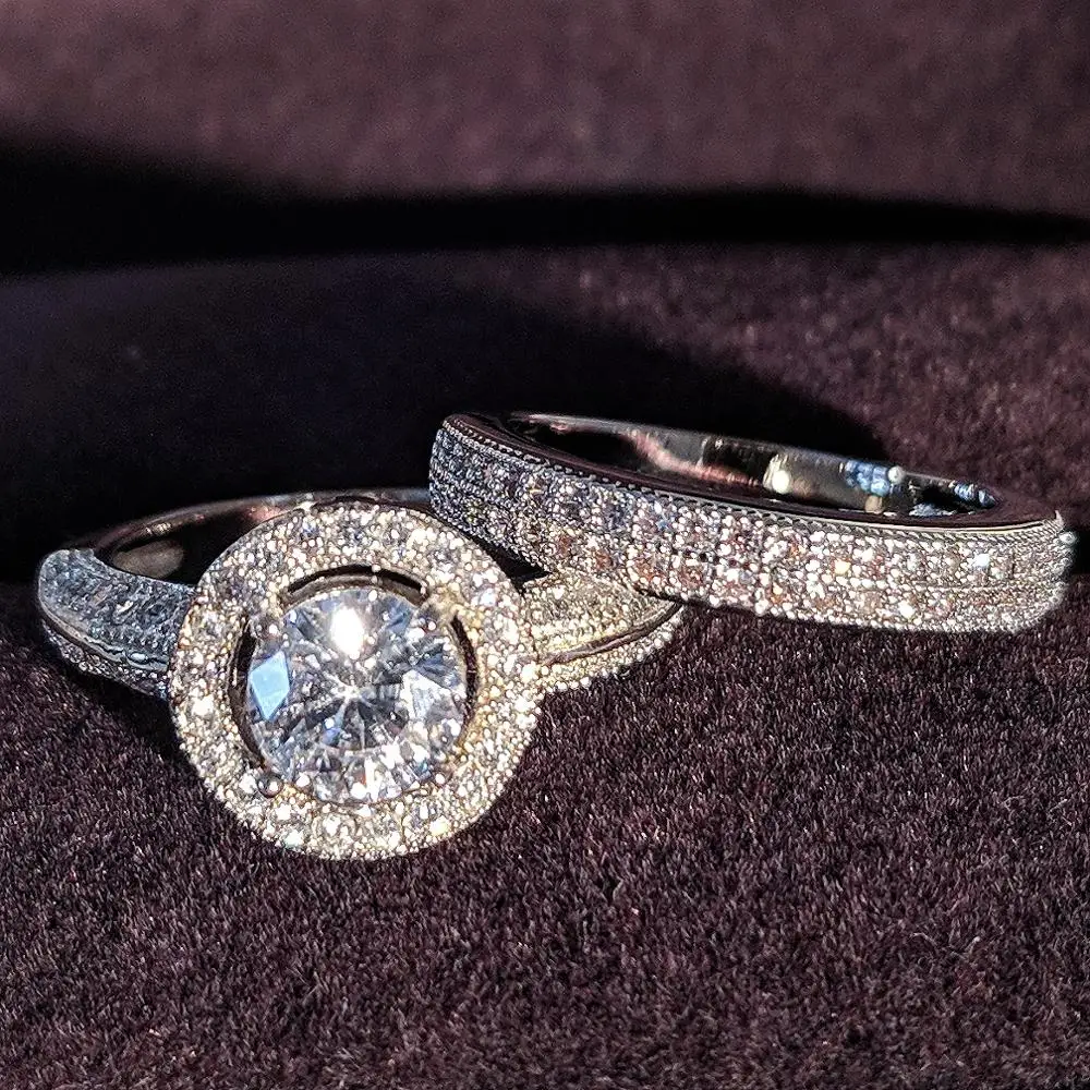 2021 nove luksuzne halo 925 sterling silver ring set za ženske lady obletnice, darila nakit večino prodajajo Črni petek R5140