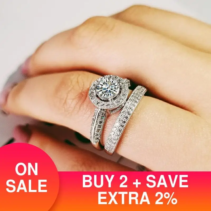 2021 nove luksuzne halo 925 sterling silver ring set za ženske lady obletnice, darila nakit večino prodajajo Črni petek R5140