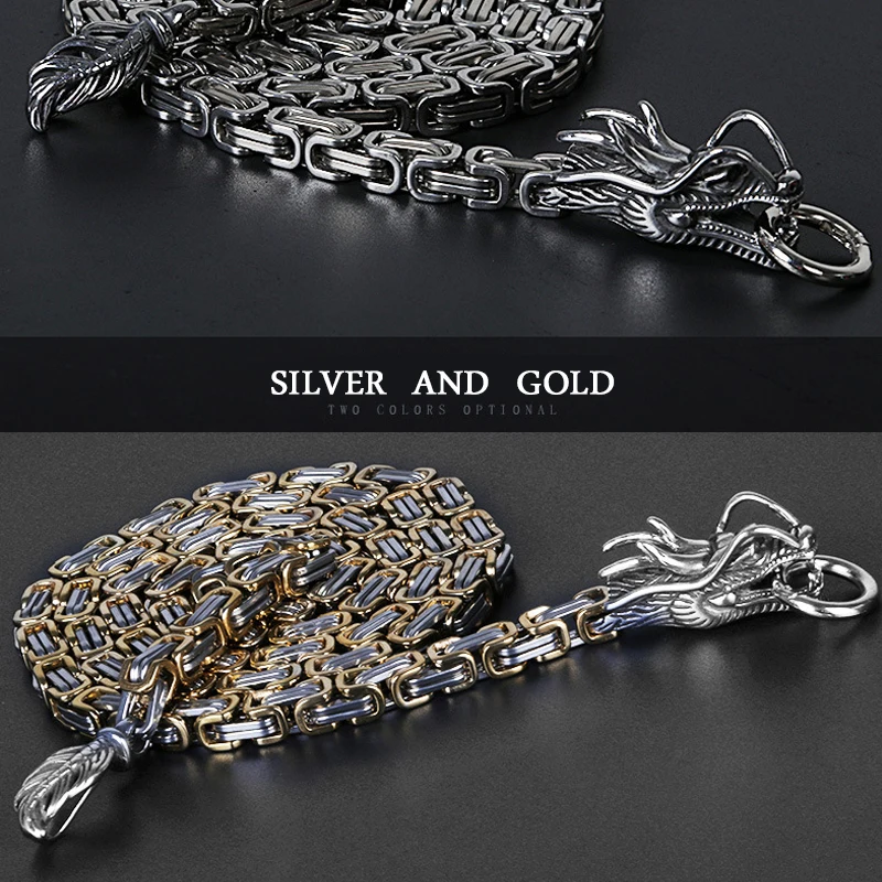 Dragon ogrlica moških iz nerjavečega jekla velike dolgo ogrlico Steampunk zlato verigo ogrlica nakit za vrat darila za moške dodatki