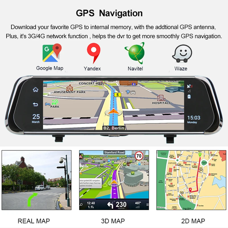 ANSTAR f800 Avto DVR 4G Android 5.1 GPS, WIFI ADAS Samodejno Kamera 10