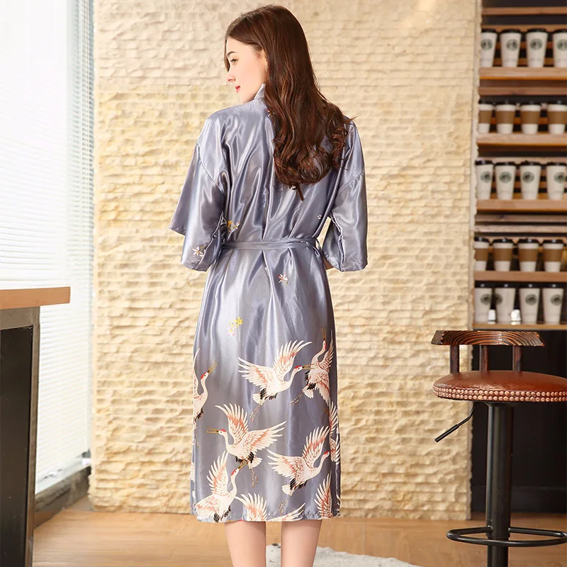 Seksi Črna Moda za Ženske Kimono Plašč Poletje Lady Rajon Kopalne Obleke Yukata Nightgown Sleepwear Sleepshirts Velikost M-XXL