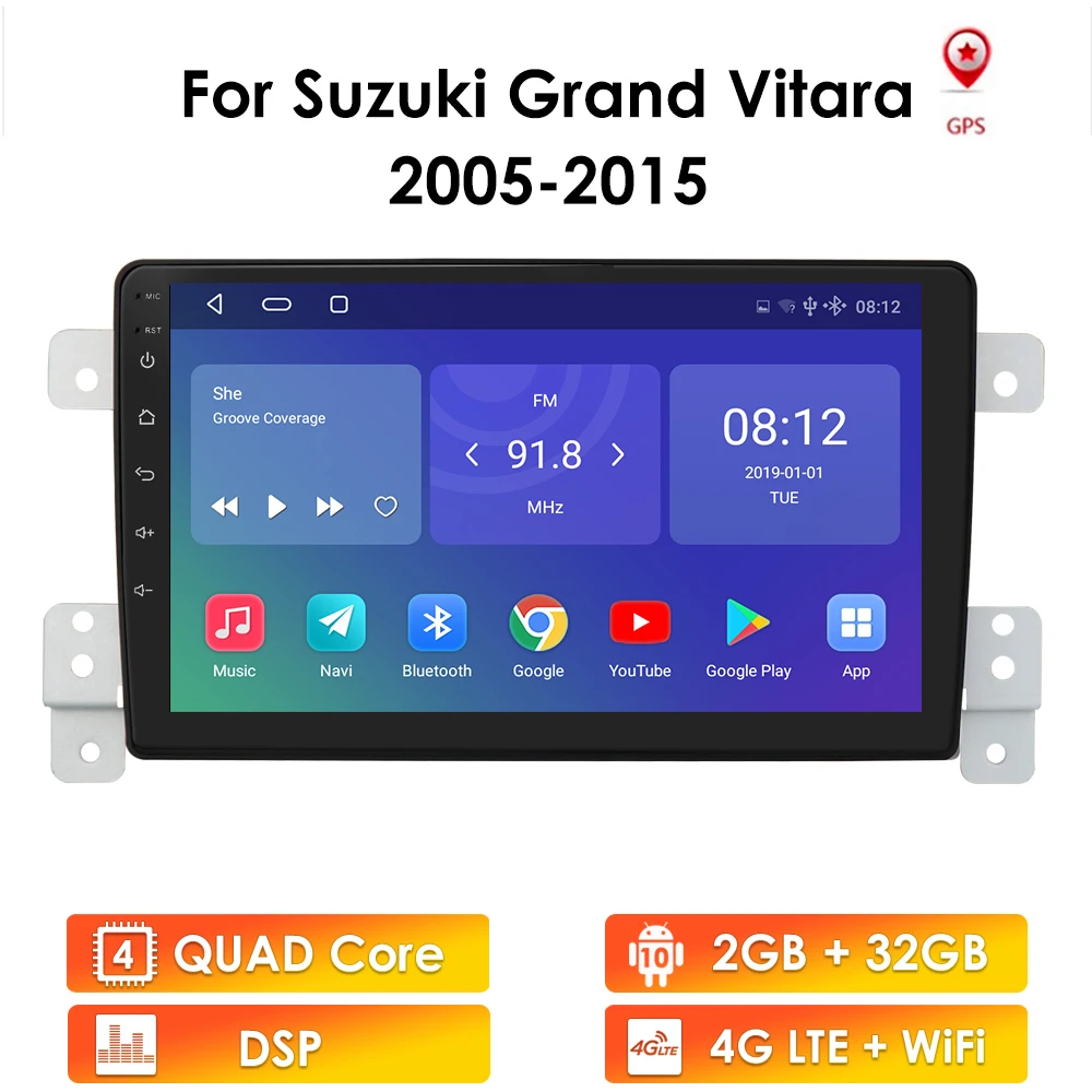 Android 10 avtoradia Za SUZUKI Grand Vitara 2005-Suzuki Radio Audio GPS Multimedia Player 2Din 2.5 D Zaslonu Predvajalnik, WIFI, BT