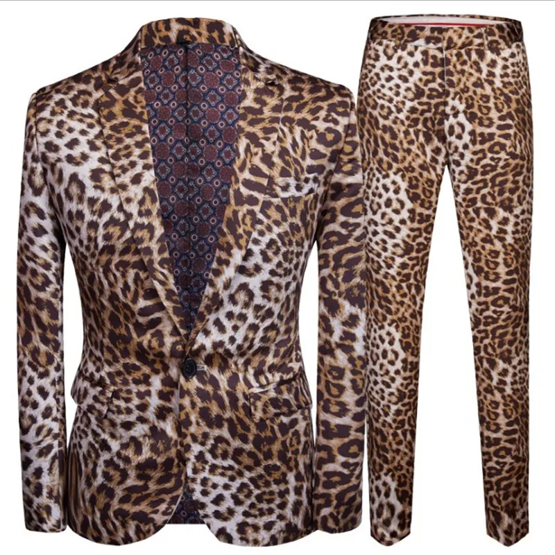 Vroče Prodaje Leopard Tiskanja Moških Obleko Jopič Komplet S Hlačami do leta 2020 Priljubljena Priložnostne Stopnji Uspešnosti DJ Suknjič Luksuzni Pevka Star Plašč