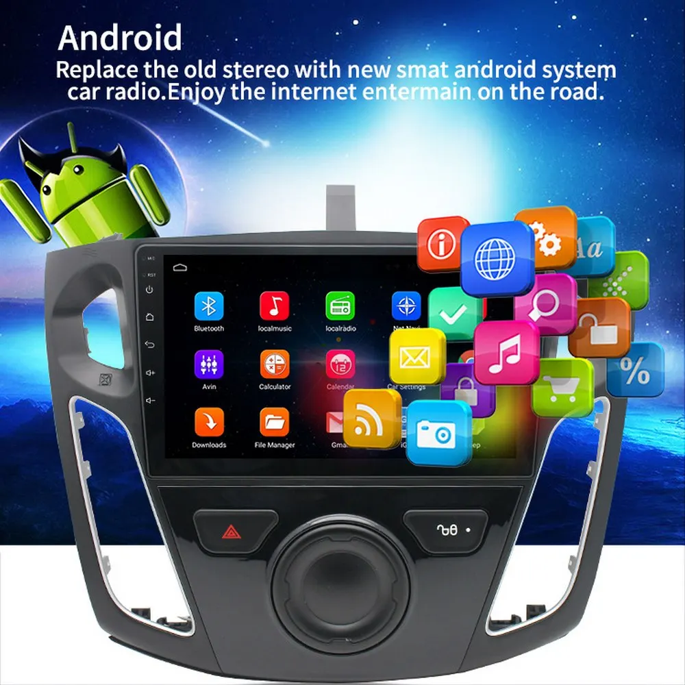 1+16 G Android 9.1 avtoradio, Predvajalnik Za Ford Focus 2012-2017 Navigacija Bluetooth GPS, 2 din Podporo WiFi