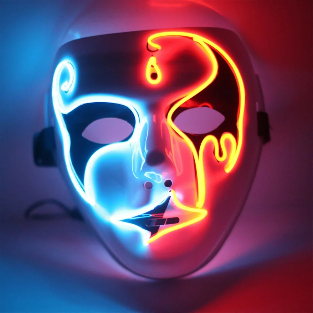 10 Barv Vroče Pustne Maske LED Masko Utripa, EL žice Žareče Prilagodljivo LED, Neon, luči Za dance DJ Carnival Party Supplies