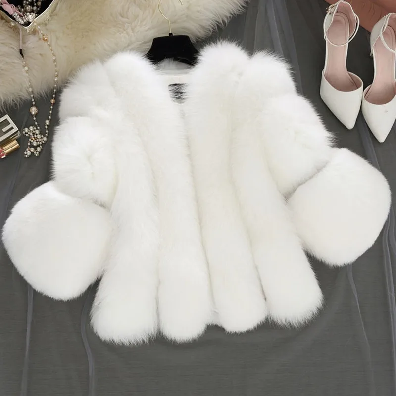 ženske fur coat ženska jakna za ženske velikosti lisica krzno umetno krzno umetno krzno plašč zimski plašč proge faux kotlovec suknjič