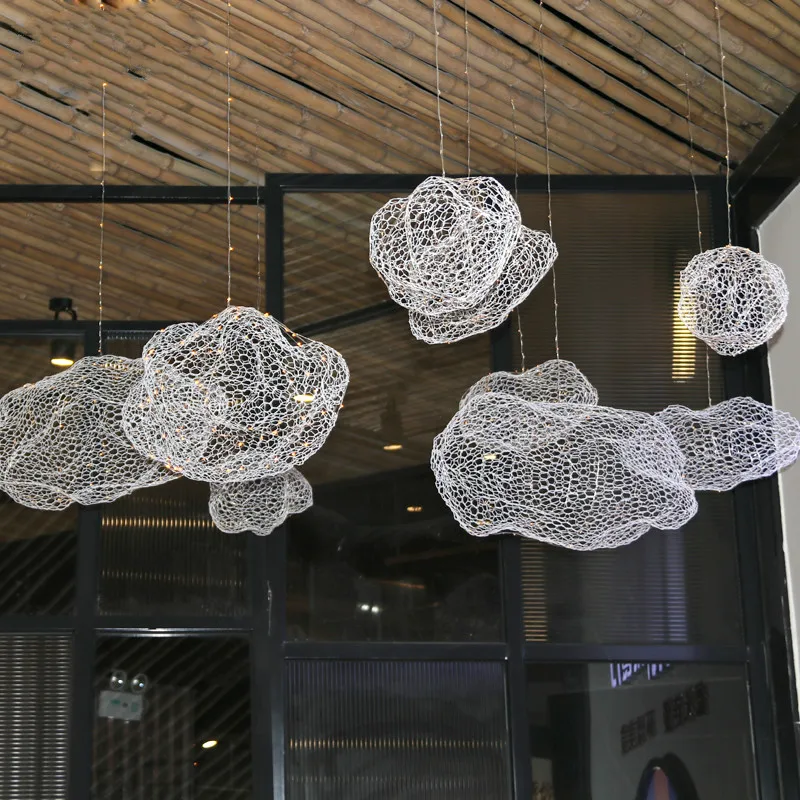 Norbic ustvarjalne restavracija oblak glowworn LED obesek luç sodobne dom deco jedilnico, iz železa ribe neto obesek lučka