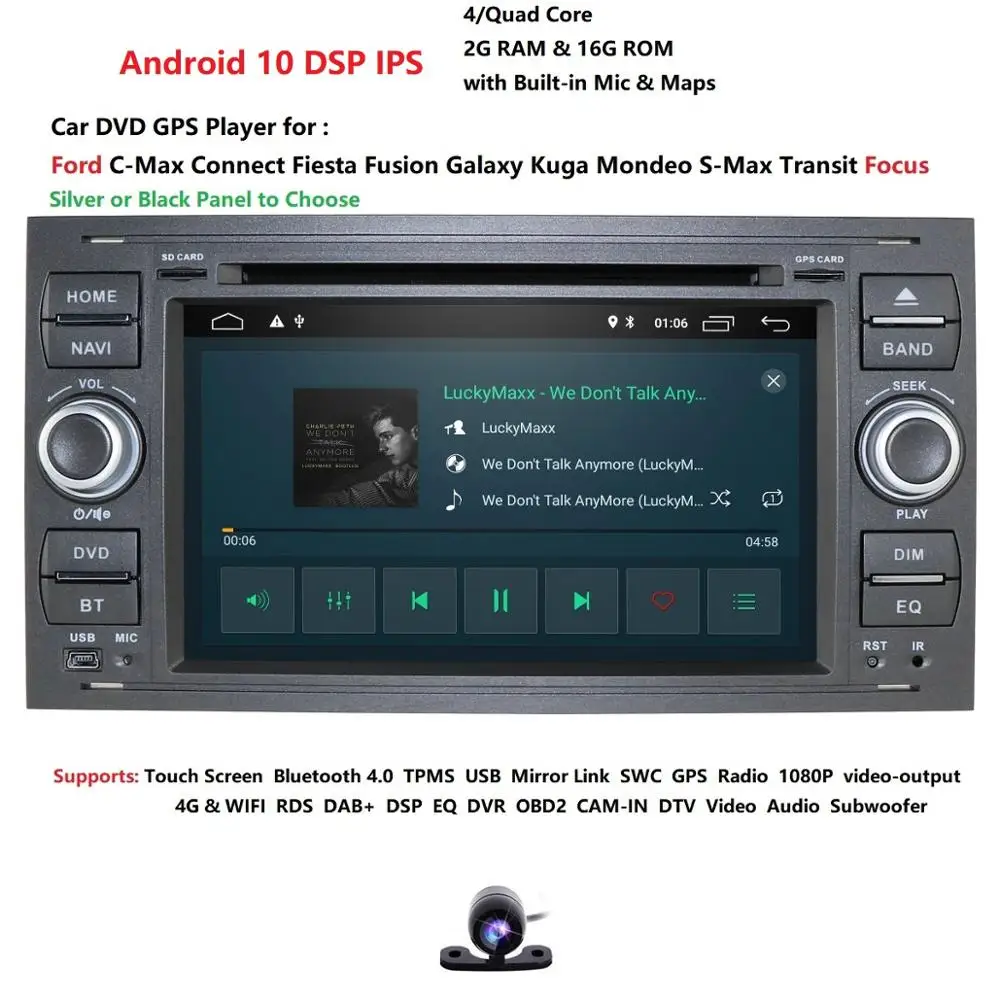 1080P HD IPS Android 10.0 DSP Avto Večpredstavnostnih Za Ford Kuga Mondeo Tranzit Poudarek priključite C/S Max Wifi DVR DAB TPMS vgrajeno map