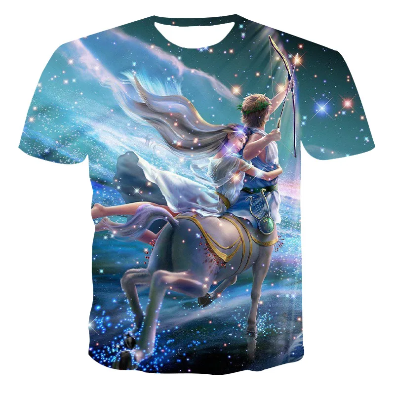 2020 Poletje Novo 3D T-Shirt Priložnostne Kratek Rokav O-Neck Top Moda Harajuku Princ in Princesa T-Majice