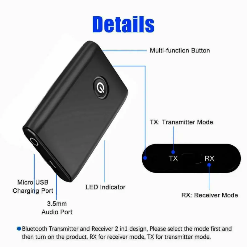 Bluetooth Sprejemnik Avdio 5.0 Stereo kompletom za Prostoročno Oddajnik Brezžični vmesnik AUX 3,5 mm Glasbo Sprejemniki Za Slušalke