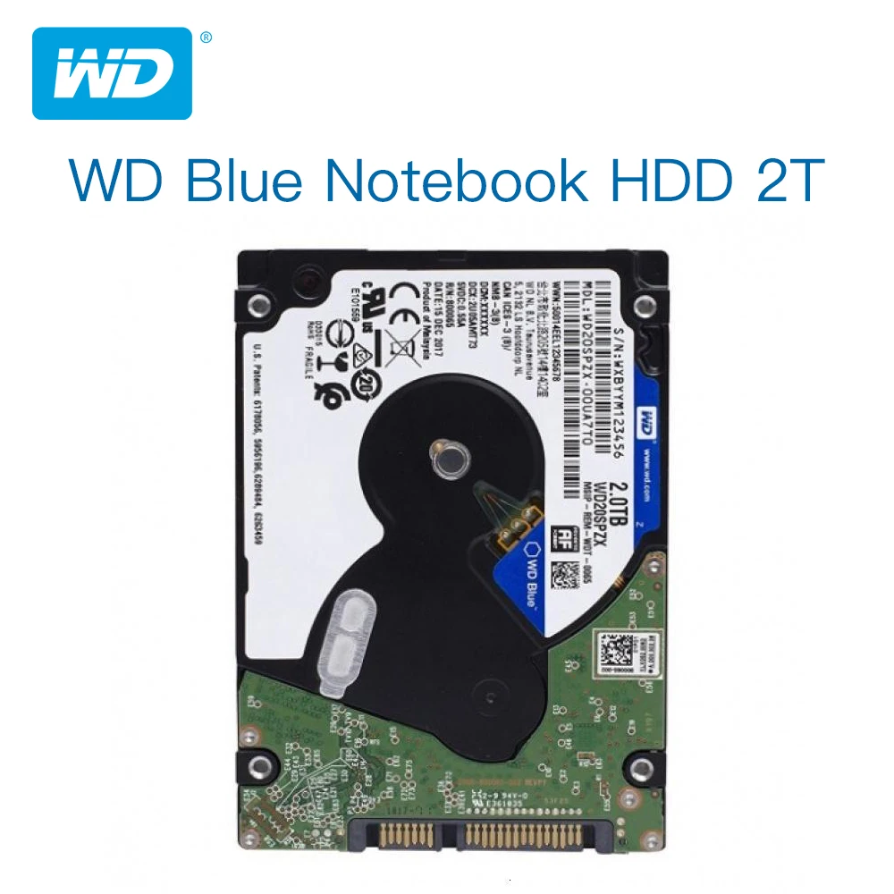 Western Digital WD Blue 2TB Trdi Disk za Notranji HDD 5400 RPM SATA 6Gb/s 128 MB Predpomnilnika 2.5 Inch 7mm WD20SPZX za Prenosnik PS4