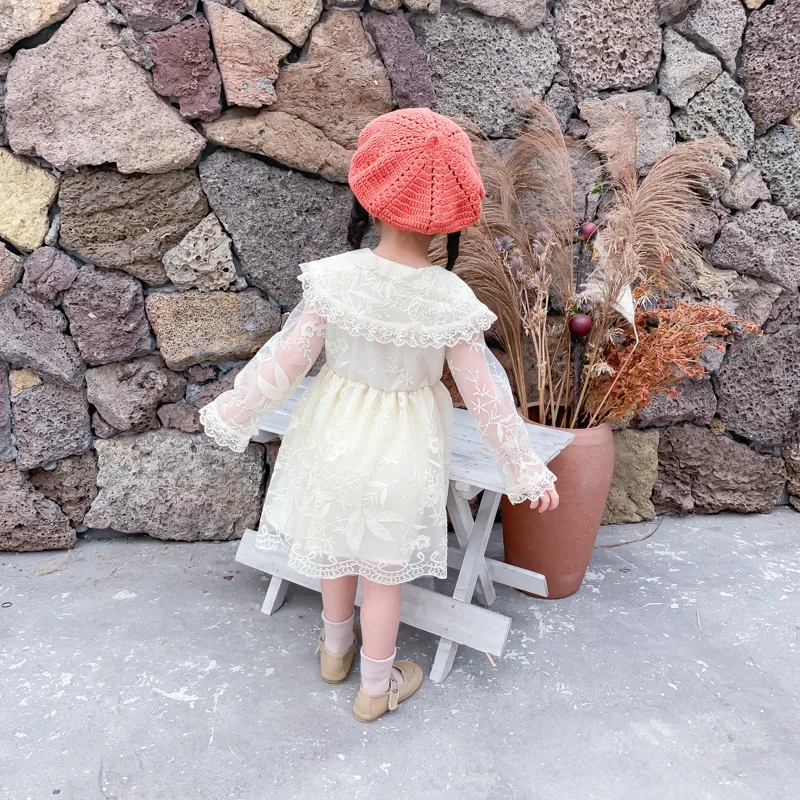 Jeseni Mode Otroci Dekle Obleko z Dolgimi Rokavi Princesa Obleko Čipke Sweet Oblačenja Otrok Jeseni Princesa Obleko Otroci Oblačila