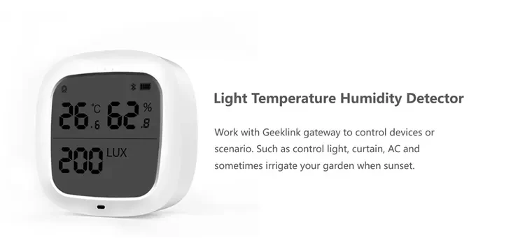 Geeklink THL01 svetlobe, temperature, vlažnosti, senzor GFSK 433mhz baterije detektor svetlobe