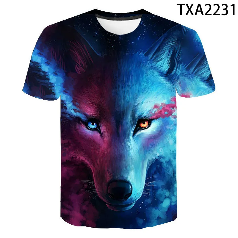 2020 Novo Poletje Wolf 3D majica s kratkimi rokavi Moški Ženske Otroci Priložnostne Moda Ulične Fant, Dekle, Otroci, ki so Natisnjeni T-shirt Kul Vrhovi Tee