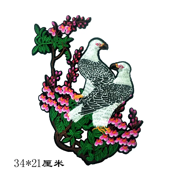 Vezenje roza, vijolično, zeleno cvetje z golobi miru kombinacija obliži DIY šivanje za oblačila okraski obliž decals A1309