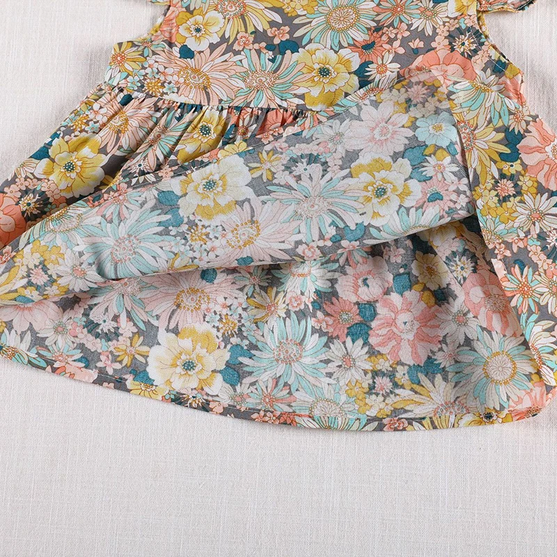 Korejski Japonskem Slogu Baby Dekleta Kompleti Oblačil Obleko Vrhovi+ PP Hlače Poleti Baby Dekleta Bombaž Cvet Kratek rokav Obleke Obleko