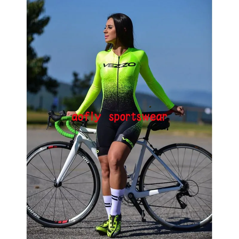 2021 VEZZO Žensk Dolg Rokav Obleke, Kolesarjenje, Triatlon Skinsuit Določa Macaquinho Ciclismo Feminino Gel Jumpsuit Kompleti Poletje