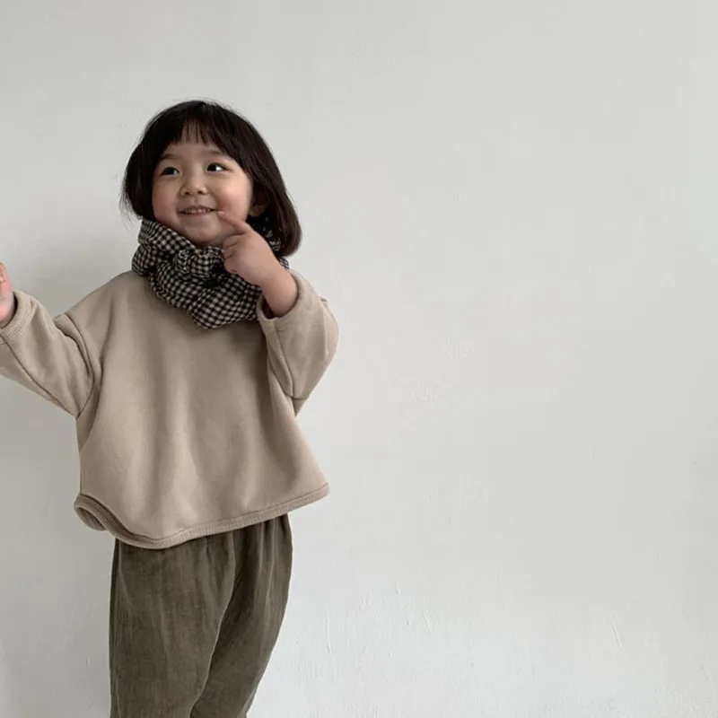 Korejski baby otroška športna ohlapno okoli vratu plus kašmir pulover nevtralno Japonski T shirt jeseni in pozimi