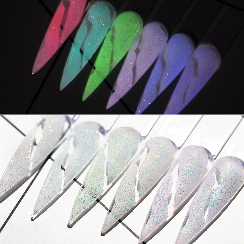 CHUNSHU Novo 6 Barv Plitev Svetlobni Kristal Pesek UV Pigment v Prahu Bleščice za Nohte, Set Chrome Nail Art Okraski za Manikiranje DIY