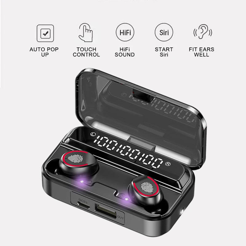 Novo F9-3 TWS Bluetooth 5.0 slušalke Digitalni UV Sterilizacija Brezžične Slušalke HiFi Glasbeni Stereo Slušalke s Svetilko