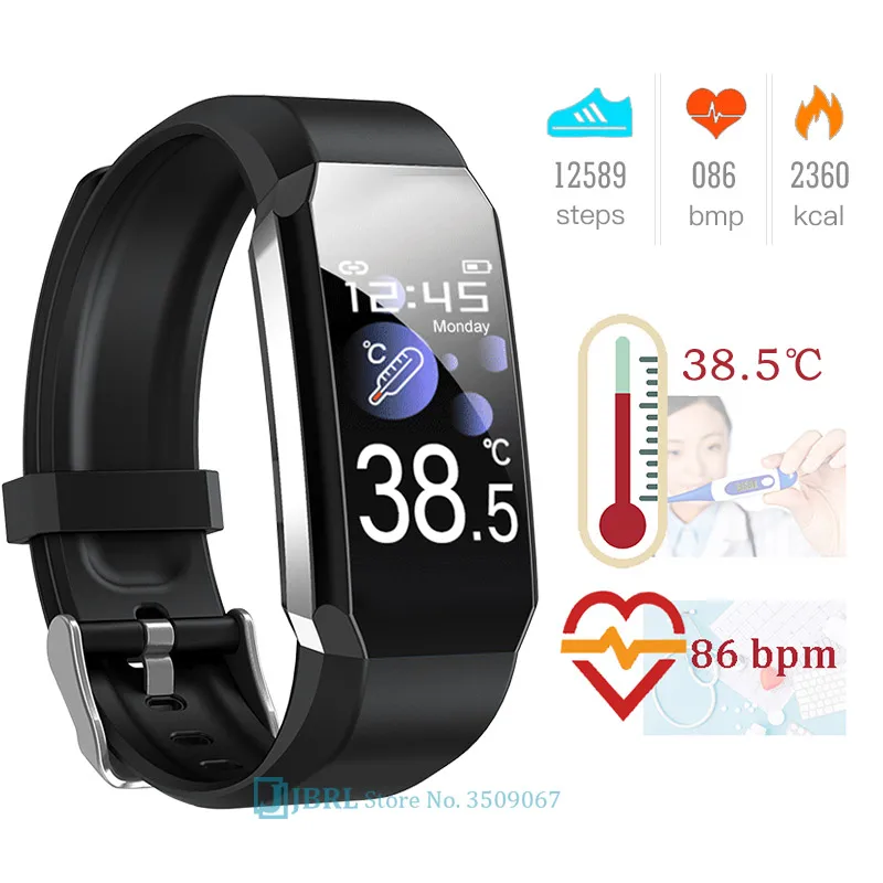 Temperatura Pametno Gledati Moški Ženske Šport Smartwatch Fitnes Tracker Nepremočljiva Elektronika Wrsitwatch Za Android IOS Pametno uro