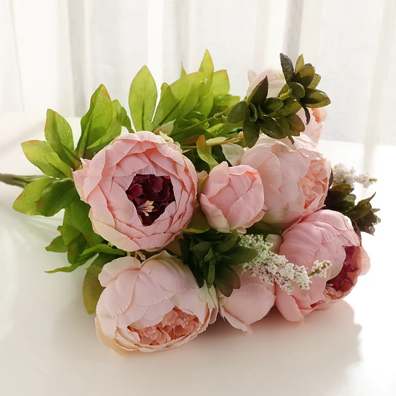 Umetno cvetje umetno 13 Evropskem slogu, peony doma jedilno mizo dekoracijo ponaredek cvetlični šopek poročni svile cvet stranka